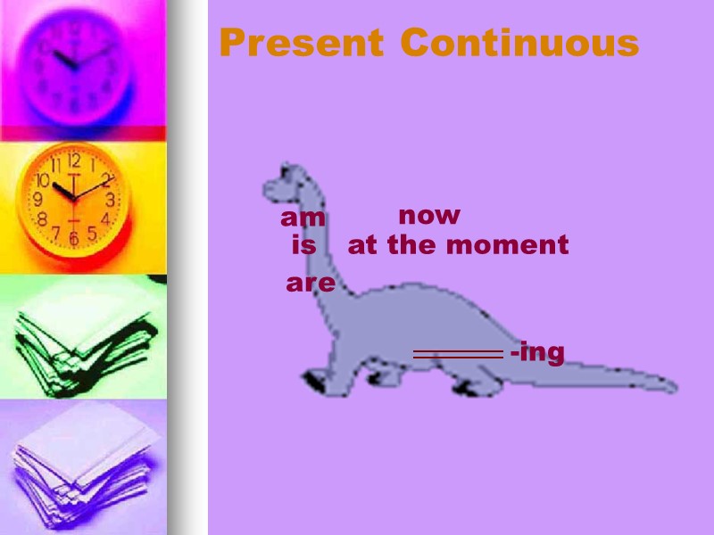 Present Continuous now at the moment -ing am is are